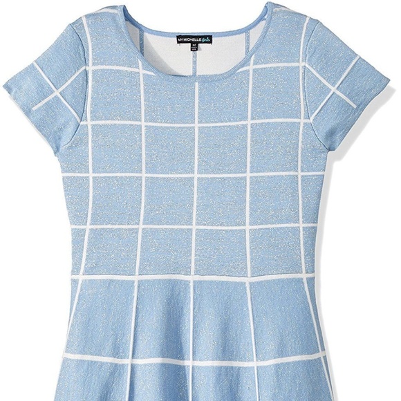 My Michelle Cap Sleeve Metallic Knit Flare Dress - Picture 5 of 8